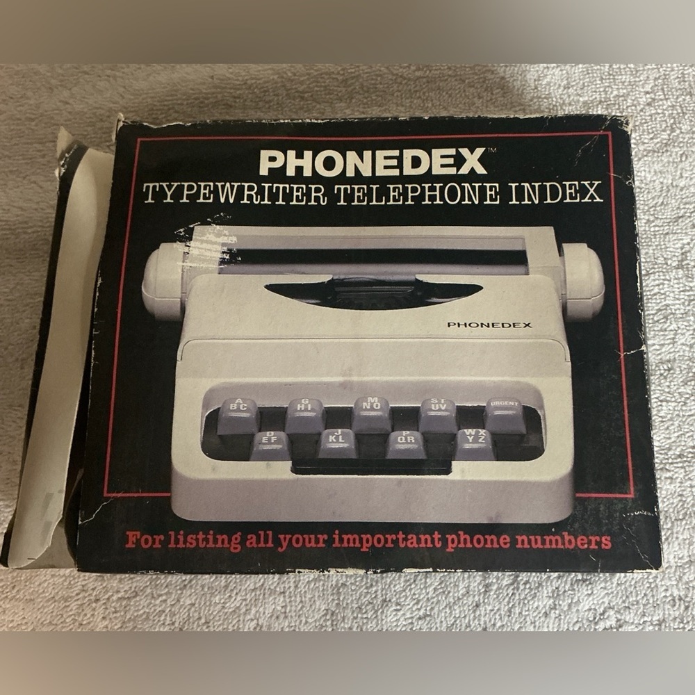 VTG Phonedex Typewriter Telephone Index Push Button Directory 1986 In Box Unused